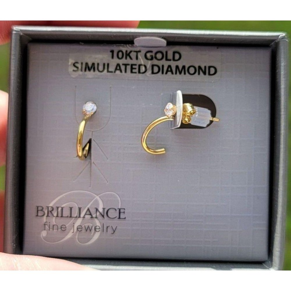 Solid 10K Gold Half Hoop Earrings